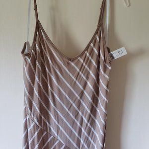 NYC Size XL Tan Stripe Spaghetti Strap Maxi Dress
